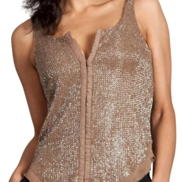 NWOT Renzo + kai botton up beaded silk tank - Picture 9 of 10